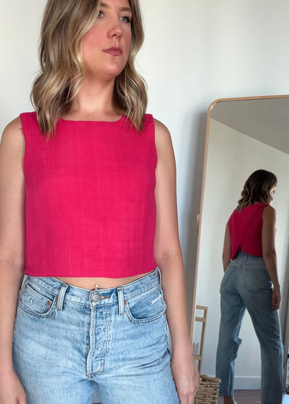 Classic Open-Back Crop-Top - Pink Canvas