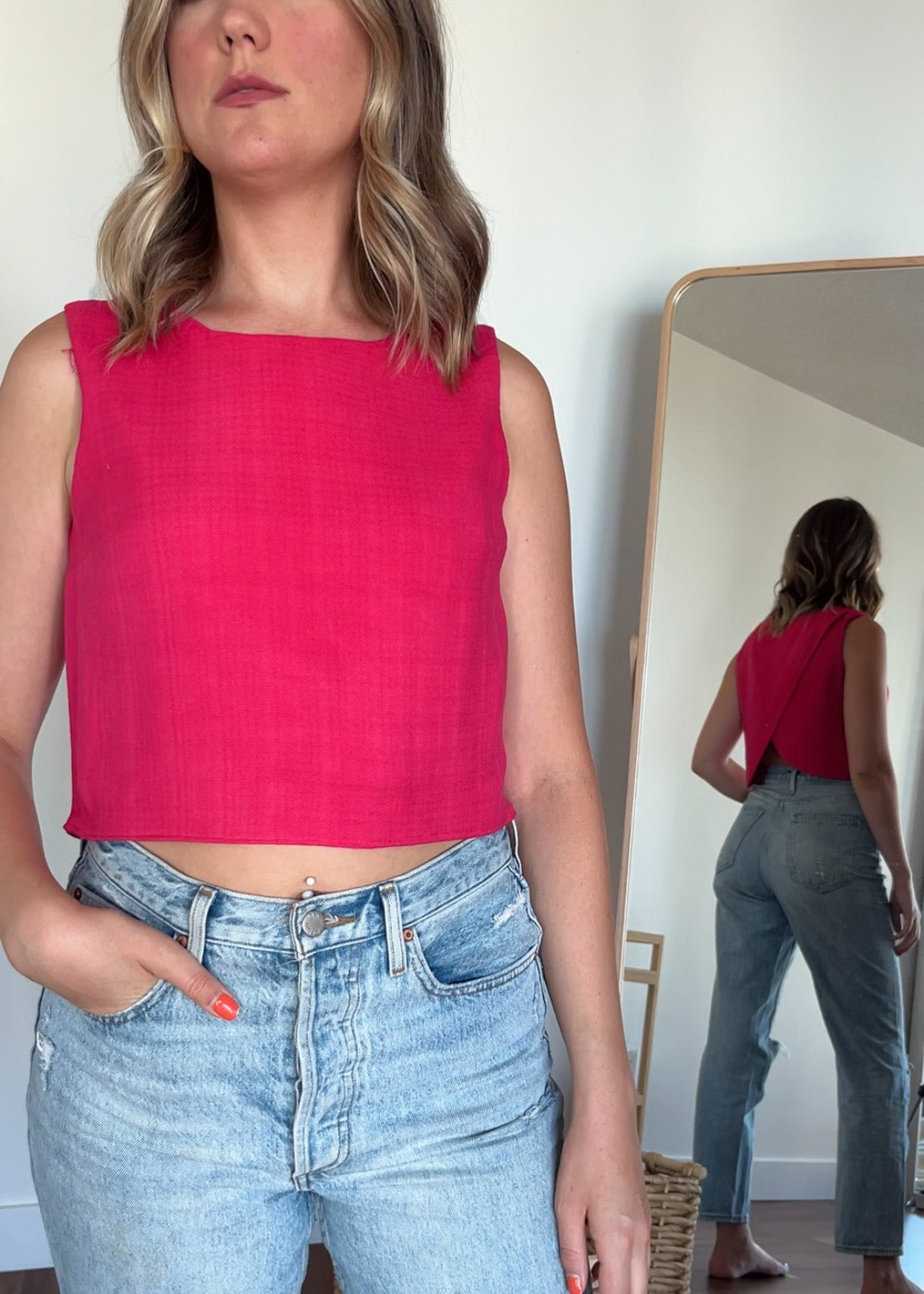 Classic Open-Back Crop-Top - Pink Canvas