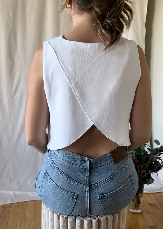 Classic Open-Back Crop-Top - White Canvas